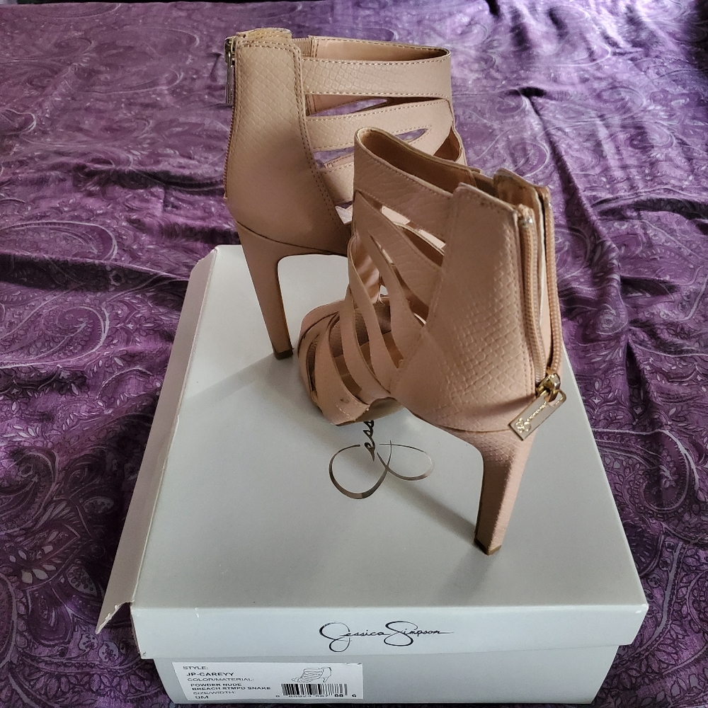 Jessica Simpson Caged Bootie Powder Nude